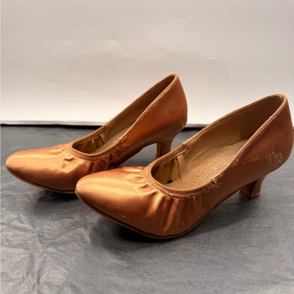 GUC Very Fine S9107 Tan Satin Smooth Dance Shoes - Picture 9 of 14